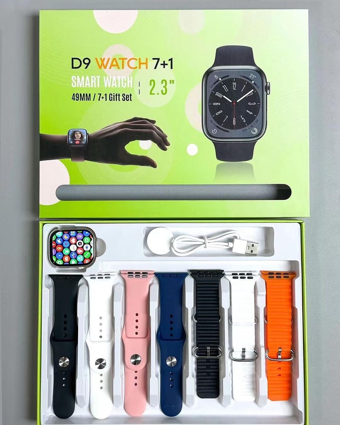 D9 Ultra 7+1 Smartwatch 2.3" 49MM with Magnetic Wireless Charging - Gift Set