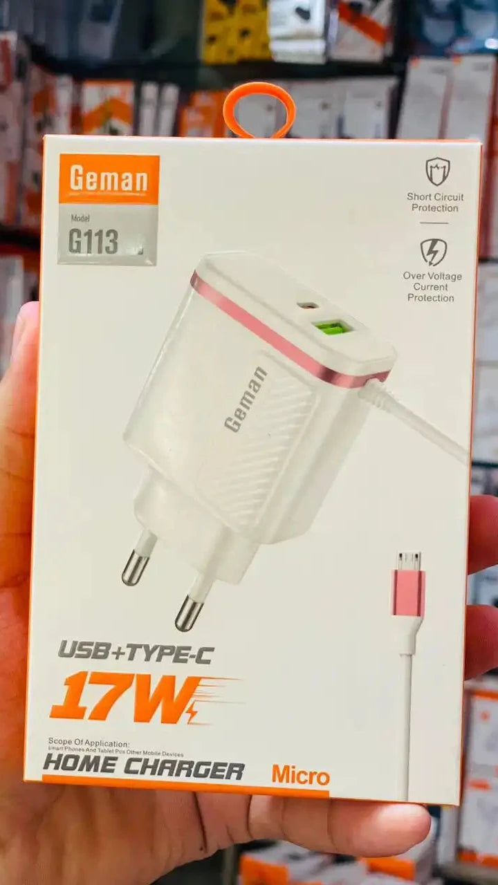 Geman-G113-17W-USB-Type-C-Fast-Charger-Micro-USB-Cable-ChushMato