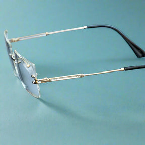 Gold Two-toned Brown Lens Sophisticated Square Rimless Rectangle Eyewear