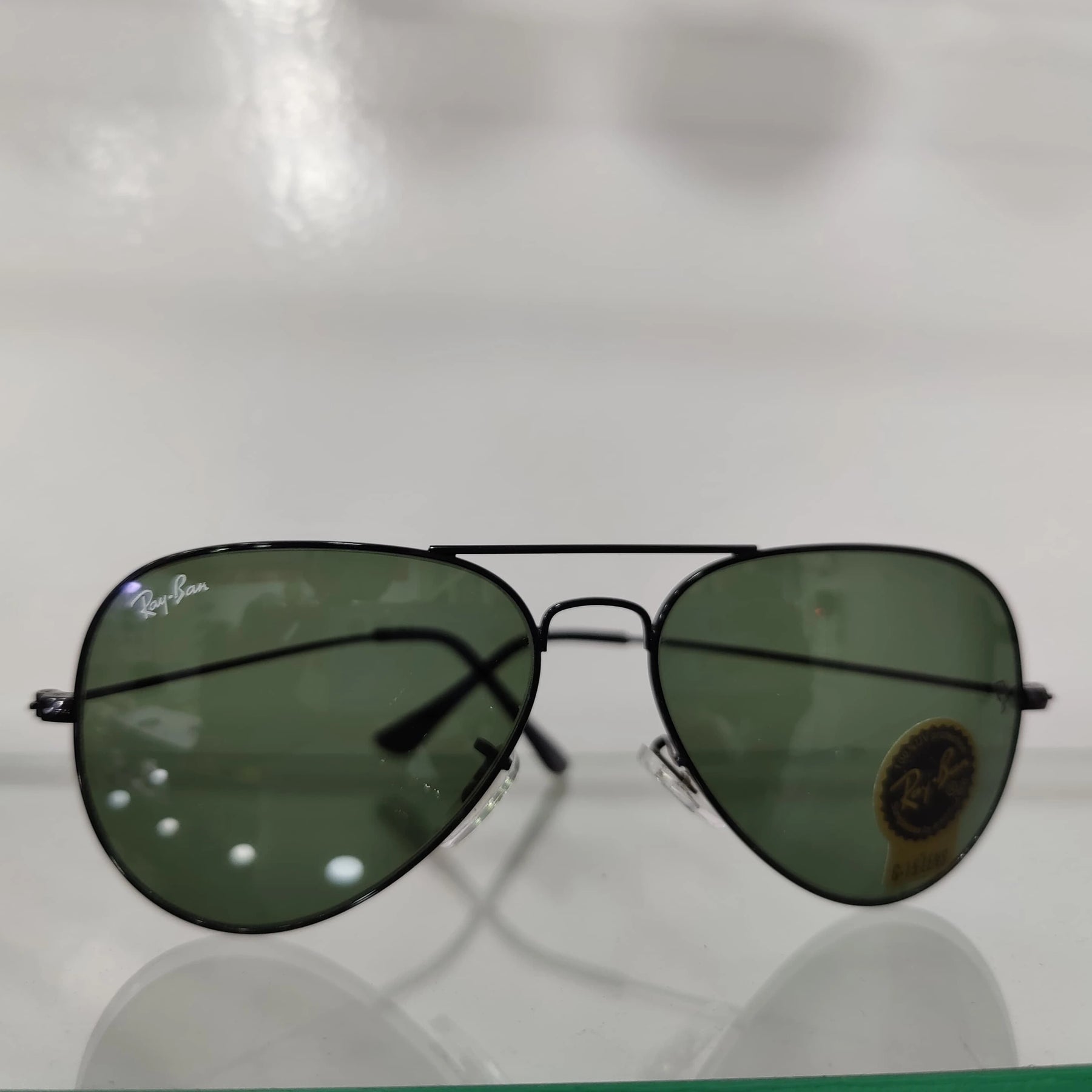 Ray-Ban-Rimmed-Classic-Aviators-GunMetal-Frame-With-Green-Lens_1