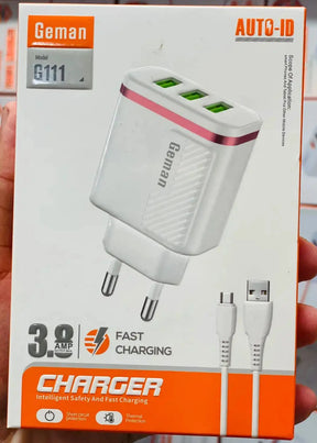 Geman G111 3.8A Fast Charger 3 USB Ports with Auto-ID – ChushMato